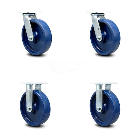 Service Caster 8 Inch Solid Polyurethane Caster Set with Ball Bearings 2 Swivel 2 Rigid SCC SCC-30CS820-SPUB-2-R820-2